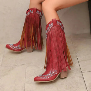 Fransboots med Broderi i Westernstil