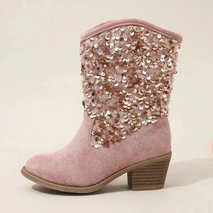 Rosa Cowboyboots för Barn med Paljetter