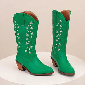 Höga Cowboyboots med Broderi för Dam