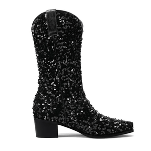 Höga Cowboyboots med Paljetter för Dam