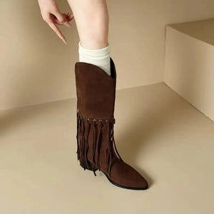 Höga Frans Cowboyboots i Mocka