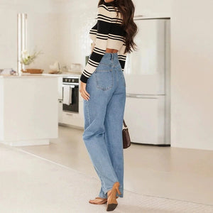 Jeans hög midja vida ben