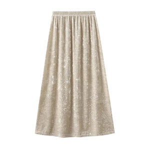 Kjol krossad sammet Beige / One Size