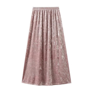 Kjol krossad sammet Rosa / One Size