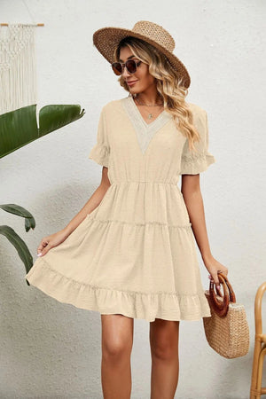 Kort klänning sommar Beige / S