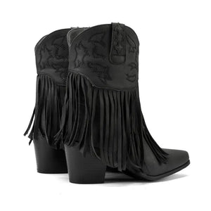 Korta Cowgirl Boots i Mocka med Fransar