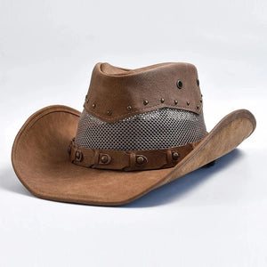 Läder Cowboyhatt Beige / 58