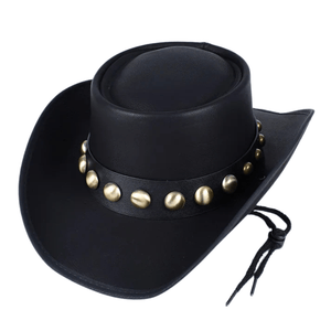 Läder Cowboyhatt med Metallnitar