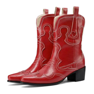 Låga Cowboyboots med Kontrastsöm för Dam