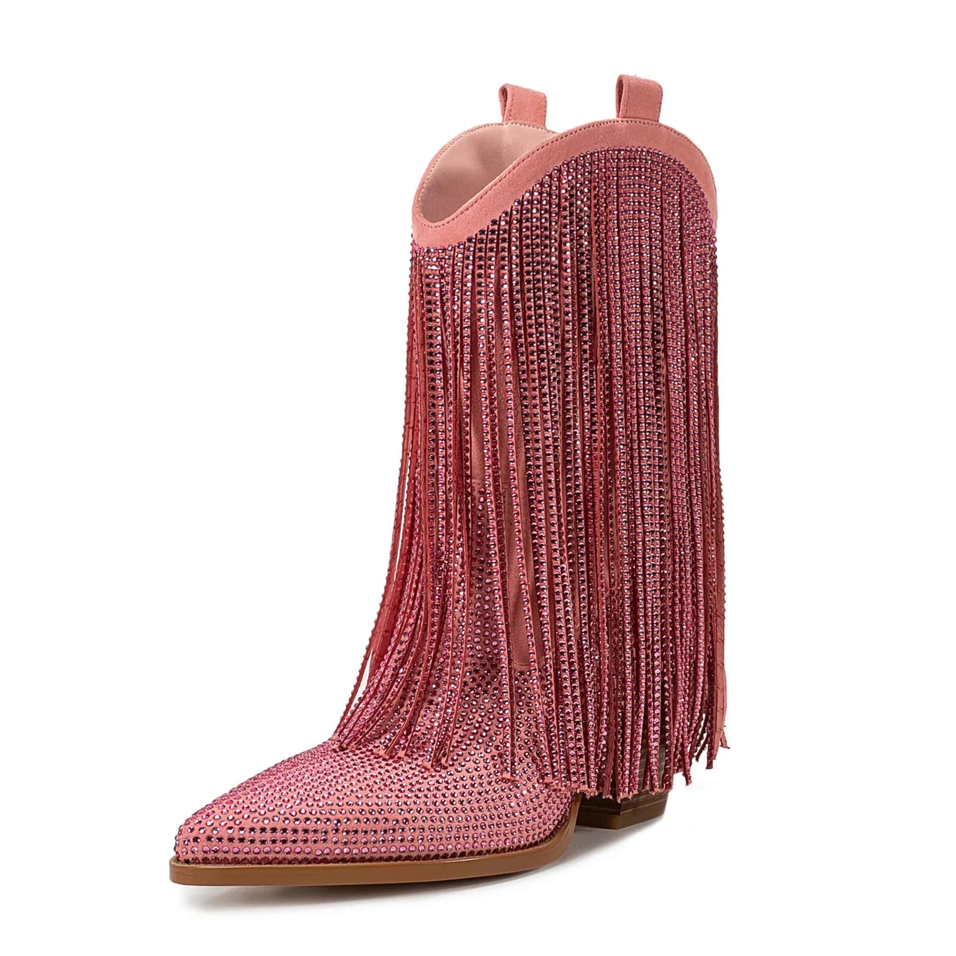 Låga Cowboyboots med Strassfransar för Dam Rosa / 37