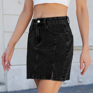 Mini jeanskjol med slits