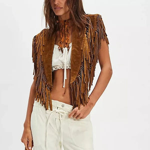 Mocka Väst med Franskappa Brun / One Size