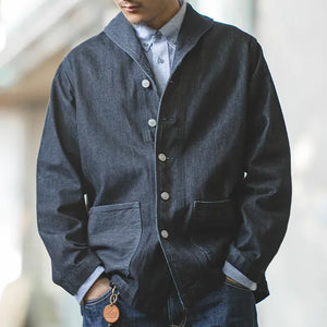 Mörkblå vintage jeans jacka herr Mörkblå / S