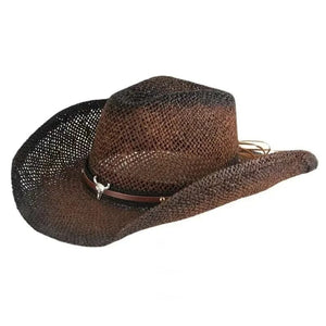 Mörkbrun stråcowboyhatt Mörkbrun / 57-58cm