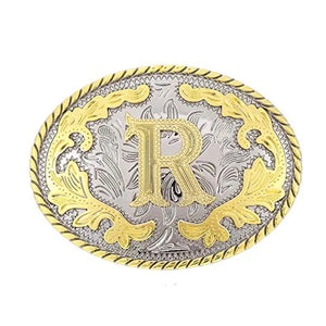 Ovalt westernbältesspänne med initial