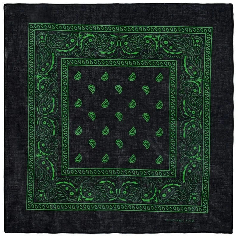 Paisley Svart Bandana Grön / 54cm-54cm