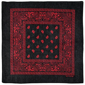 Paisley Svart Bandana Röd / 54cm-54cm