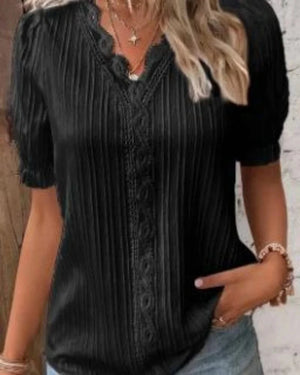 Plisserad blus Svart / 1XL