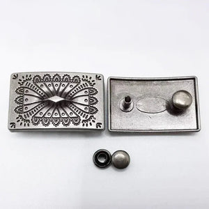 Rektangulär concho i vintagemetall Antik silver