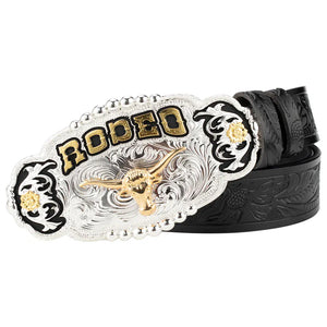 Rodeo Cowboyäderbälte Svart (Oxhuvud) / 90cm