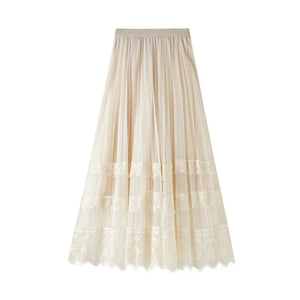 Romantisk kjol med spets Ljusbeige / One Size