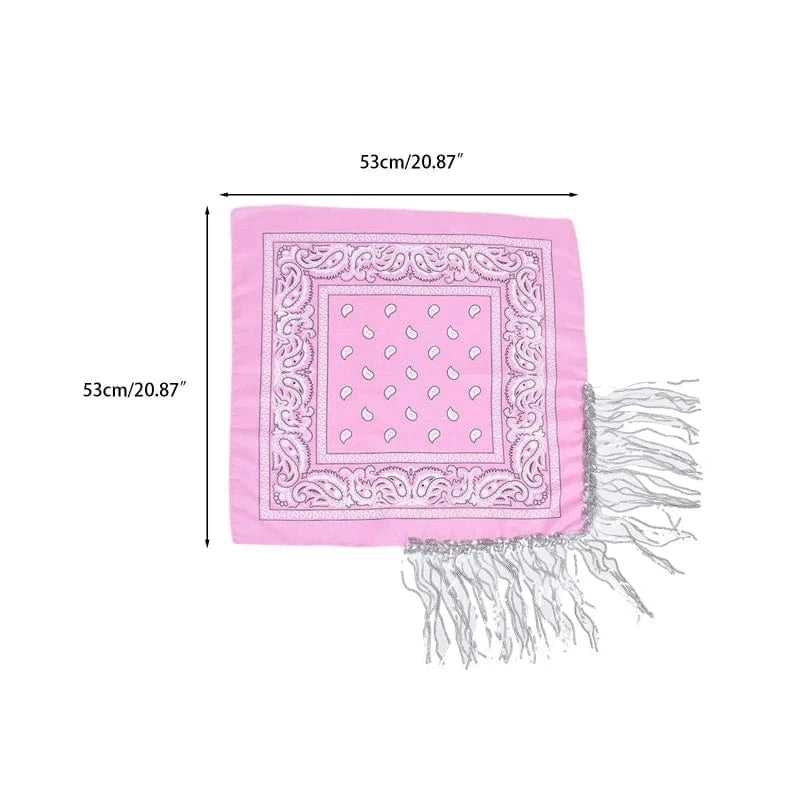 Rosa Cowboy Bandana med Glitterfransar Rosa