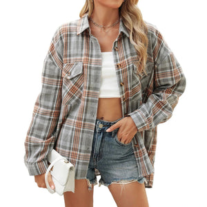 Rutig flanellskjorta för dam