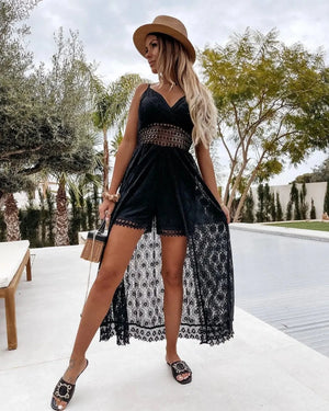 Sommar Western Broderie Anglaise Klänning Svart / S