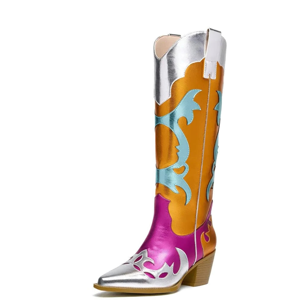 Flerfärgade Metalliska Cowgirl Boots för Dam Flerfärgad / 36