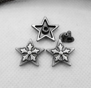 Stjärnformad Concho i Vintage Zinklegering Silver / 16mm
