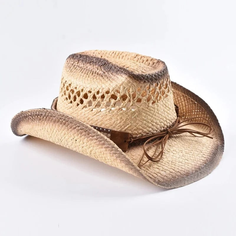 Strå cowboyhatt med stjärna Naturhalm / One Size