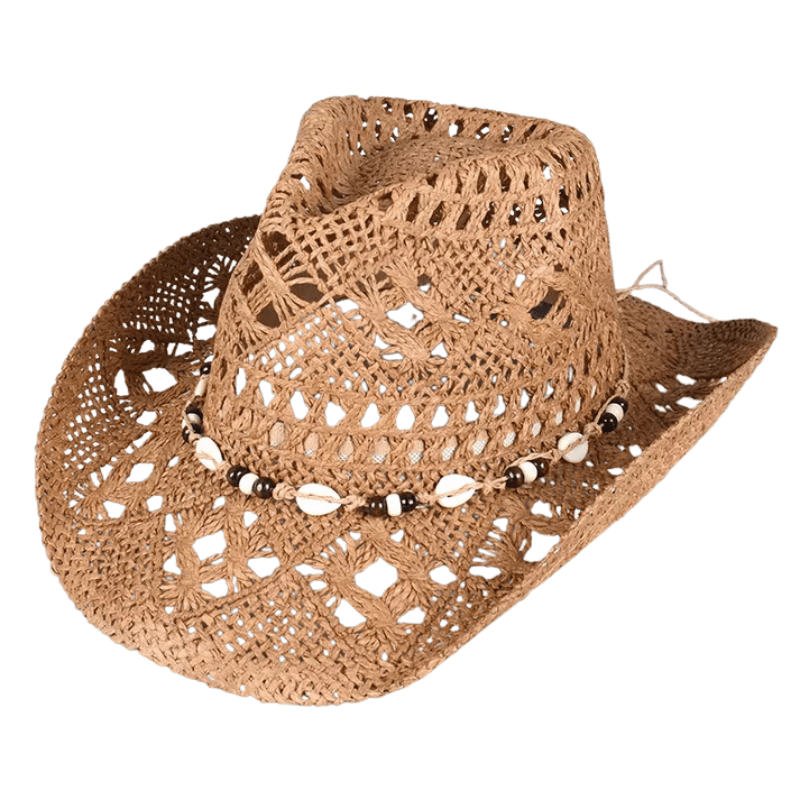 Stråhatt cowboy Snäckor Flätad Brun / Ungefär 56-58cm