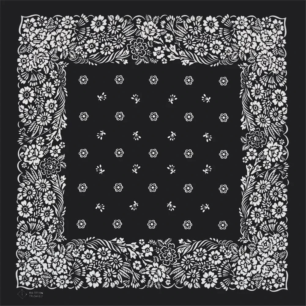 Svart Bandana med Vitt Blomstermönster Svart och vit