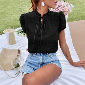 Svart blus med rosett Svart / S