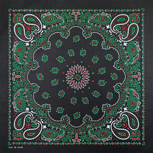 Svart Paisley Bandana med Flerfärgat Tryck Svart grön