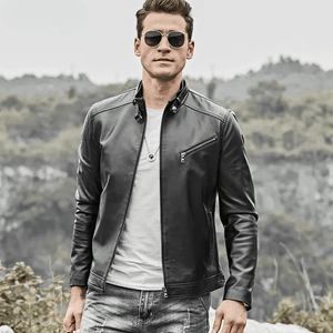 Svart slim fit läder jacka herr Svart / XS