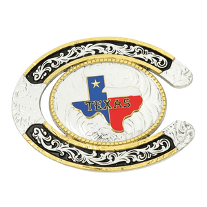 Texas Bältesspänne western Silver flerfärgad