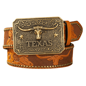 Texas Longhorn westernbälte Ljusbrun / 120cm
