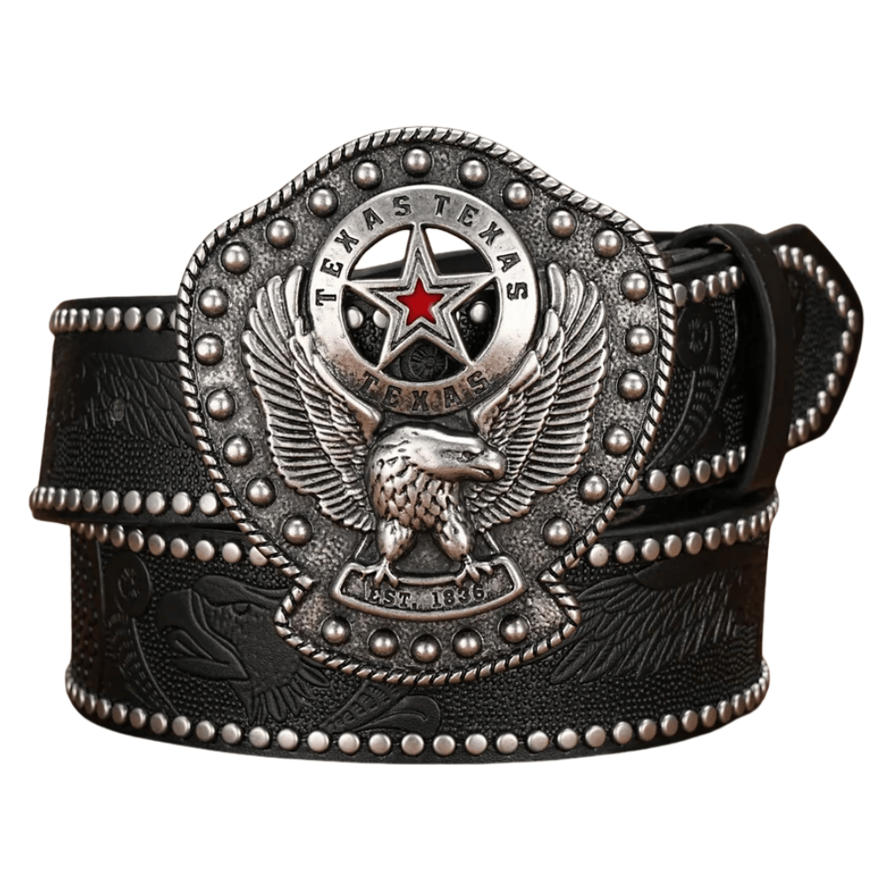 Texas westernbälte örnspänne Svart / 120cm