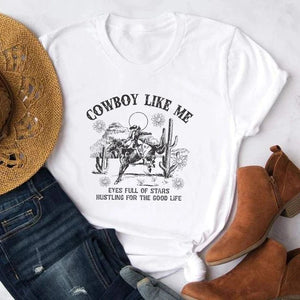 Tshirt för dam "Cowboy Like Me" Vit / S