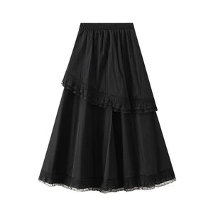 Tyllkjol med randiga detaljer och volangkant