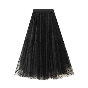 Vintage Saloon kjol i klassiskt prickigt mönster Svart / One Size