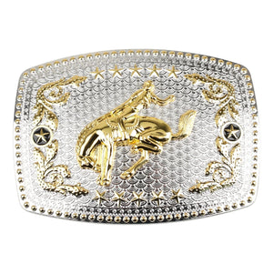 Western Bältesspänne Guld Silver Stjärntextur Motiv Cowboy Rodeo
