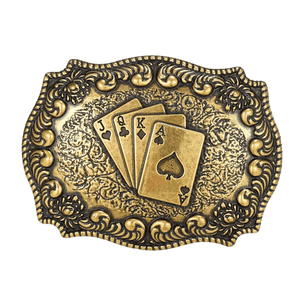 Western Bältesspännen Antik Guld Motiv Kort