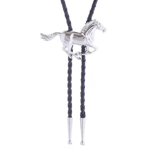 Western Bolo Tie med galopperande häst Silver