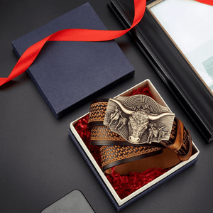 Westernbälte i Äkta Präglat Läder med Långhornsspänne