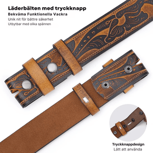 Westernbälte präglat brun i äkta läder utan spänne