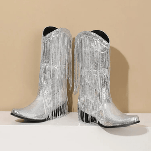 Westernboots med Glittrande Fransdesign