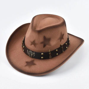 Westernhatt med Stjärnmotiv Brun / Kan justeras