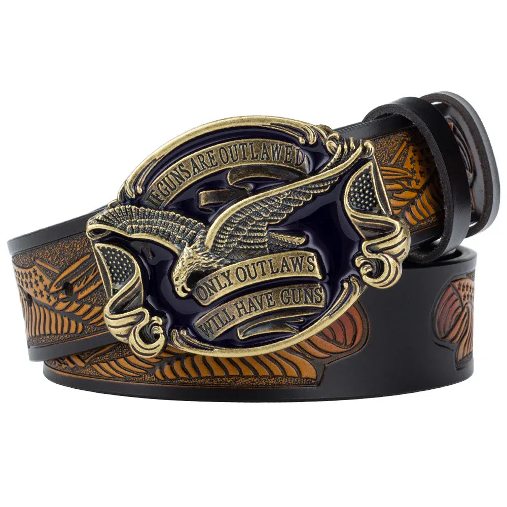 Westernläderbälte American Eagle Brons Kamel / 90cm